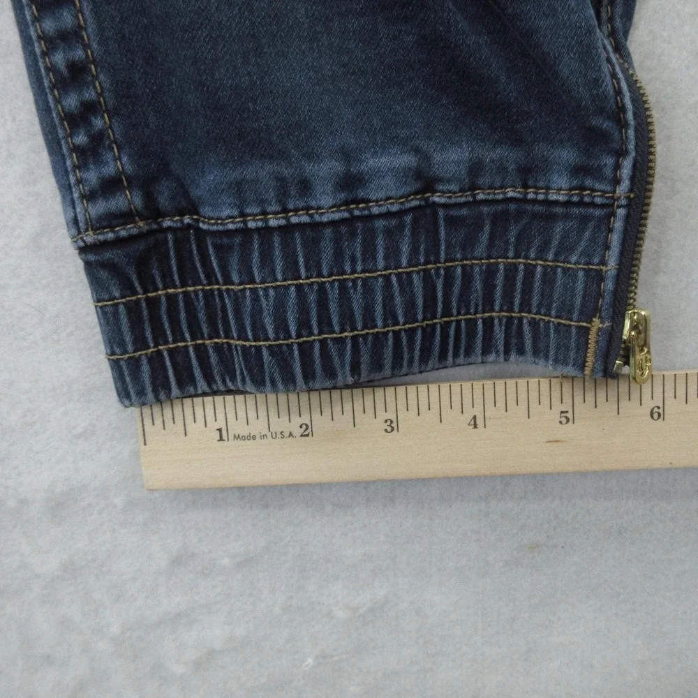 True Religion Section Jogger Jeans Mens Blue Wash Cropped Zipper Cuff Fits 31